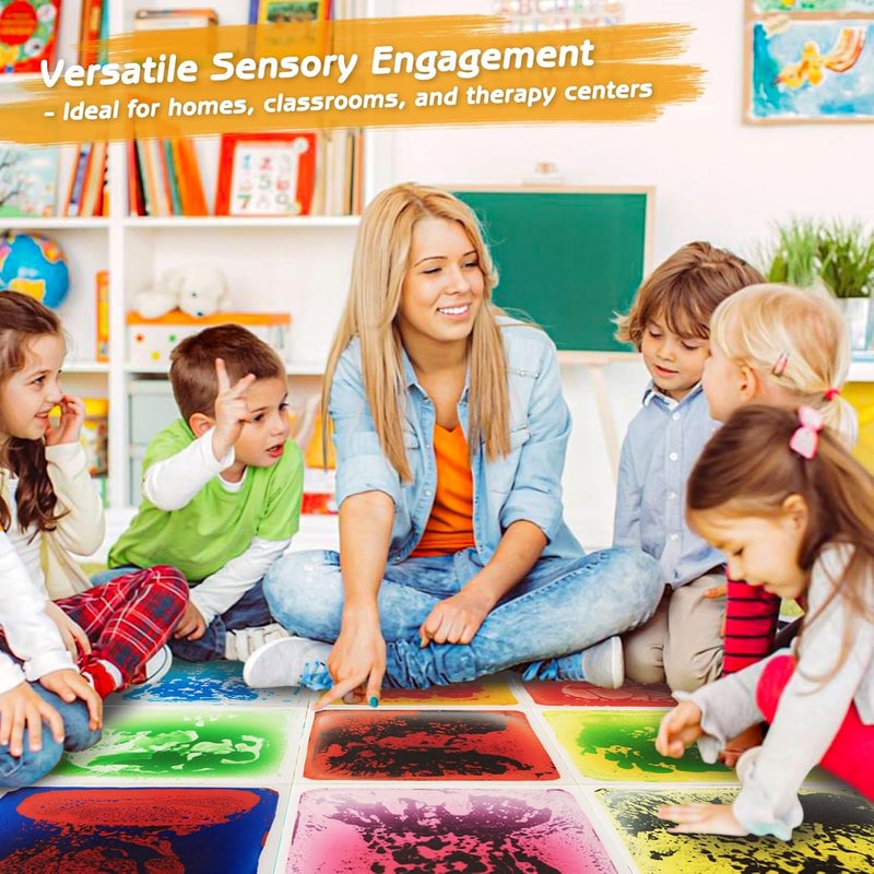 WOWSTAR 12" x 12" Sensory Floor Tiles, 4 Sensory Tiles, Liquid Floor Tiles, Lava Tiles - Image 2